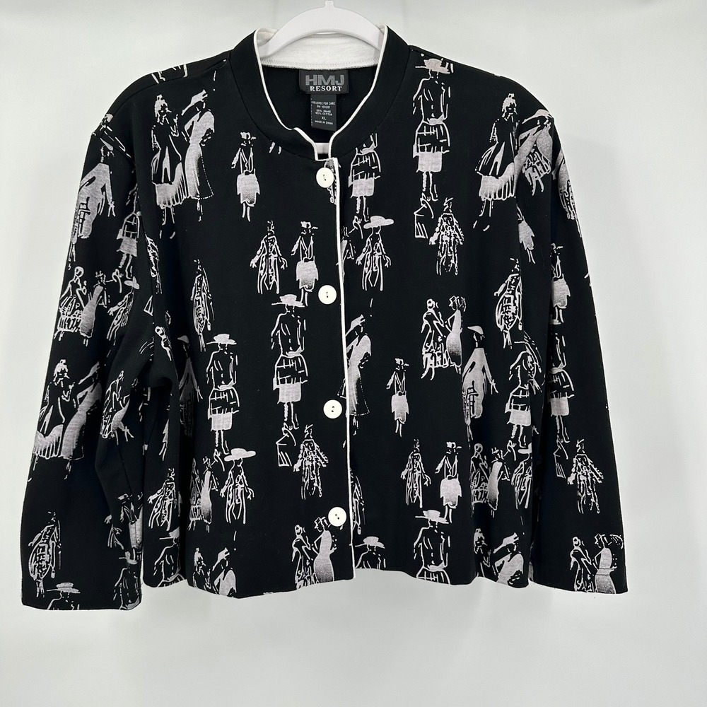 Womens Boho Artwear Jacket Cardigan Size XL Graphic‎ Print Avant Garde Vintage